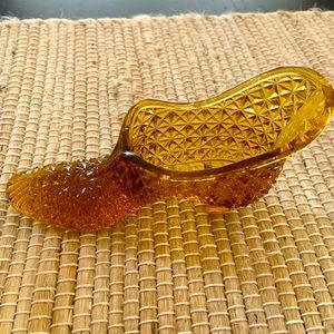 Rare vintage HT Amber glass slipper